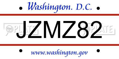 JZMZ82 District Of Columbia License Plate