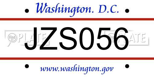 JZS056 District Of Columbia License Plate