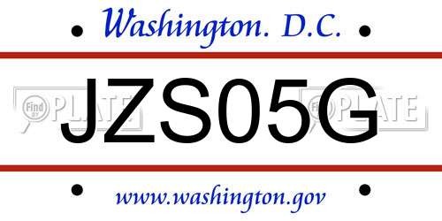 JZS05G District Of Columbia License Plate