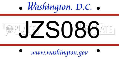 JZS086 District Of Columbia License Plate