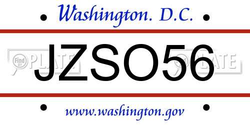 JZSO56 District Of Columbia License Plate