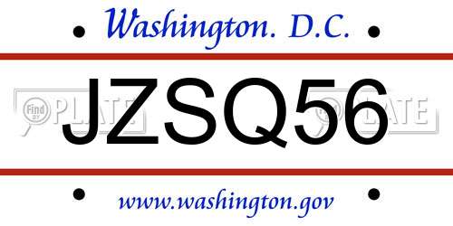 JZSQ56 District Of Columbia License Plate