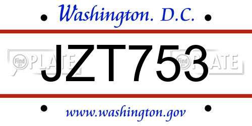 JZT753 District Of Columbia License Plate