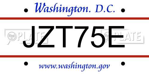 JZT75E District Of Columbia License Plate