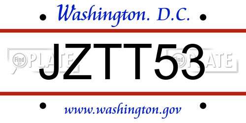 JZTT53 District Of Columbia License Plate