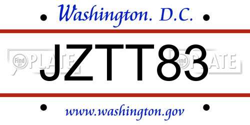 JZTT83 District Of Columbia License Plate