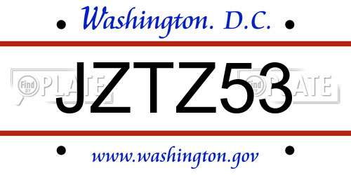 JZTZ53 District Of Columbia License Plate