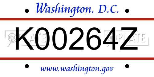 K00264Z District Of Columbia License Plate