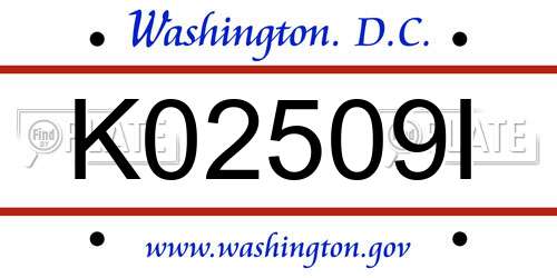 K02509I District Of Columbia License Plate