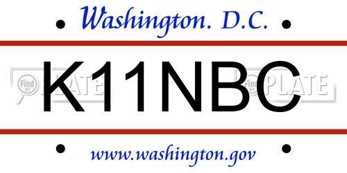 K11NBC District Of Columbia License Plate