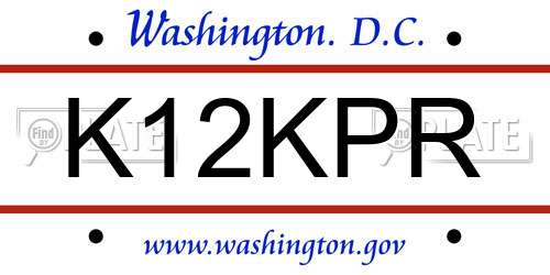 K12KPR District Of Columbia License Plate
