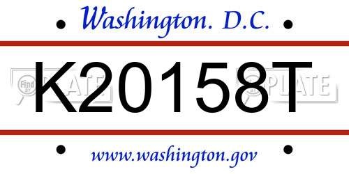 K20158T District Of Columbia License Plate