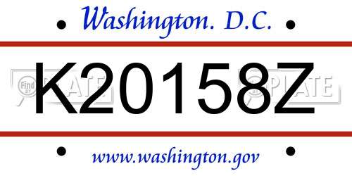 K20158Z District Of Columbia License Plate