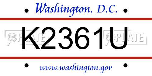 K2361U District Of Columbia License Plate