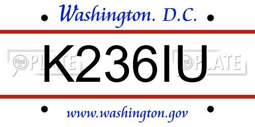 K236IU District Of Columbia License Plate