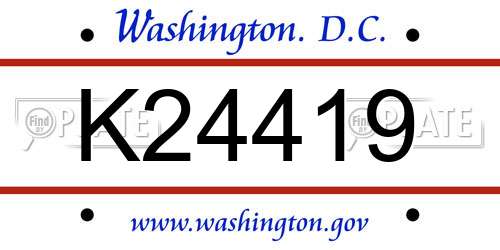 K24419 District Of Columbia License Plate