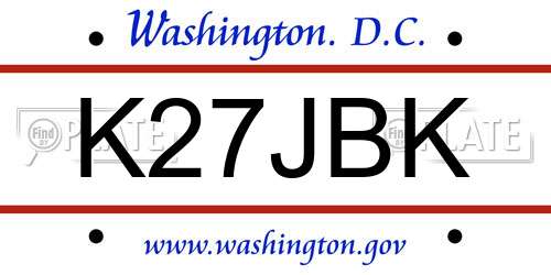 K27JBK District Of Columbia License Plate