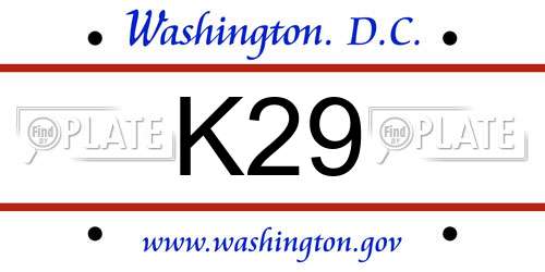 K29 District Of Columbia License Plate