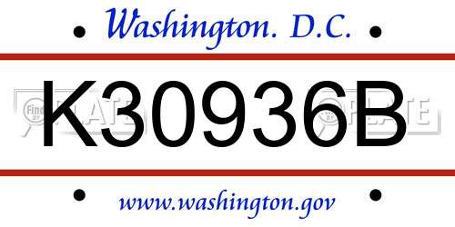 K30936B District Of Columbia License Plate