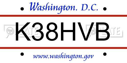 K38HVB District Of Columbia License Plate