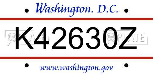 K42630Z District Of Columbia License Plate