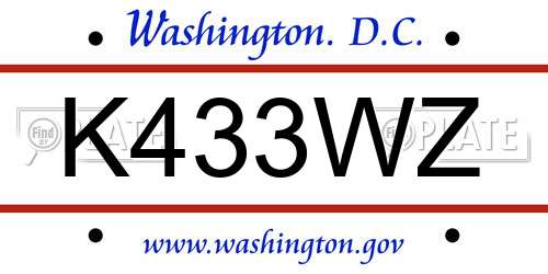 K433WZ District Of Columbia License Plate