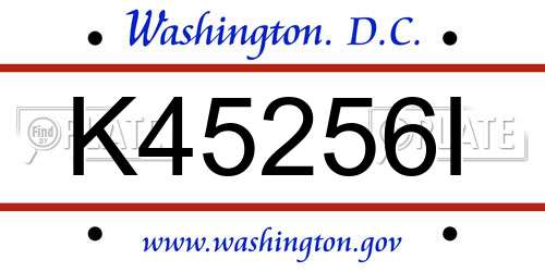 K45256I District Of Columbia License Plate