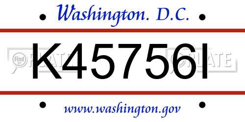 K45756I District Of Columbia License Plate