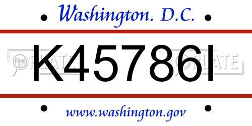 K45786I District Of Columbia License Plate