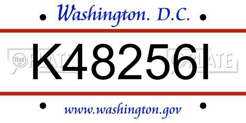 K48256I District Of Columbia License Plate