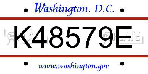 K48579E District Of Columbia License Plate