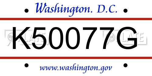 K50077G District Of Columbia License Plate