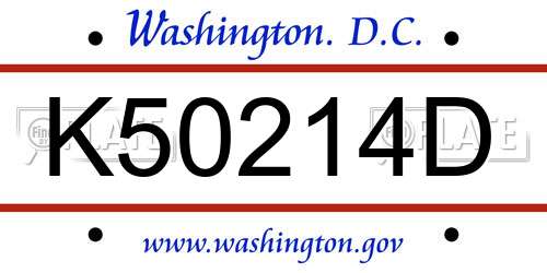 K50214D District Of Columbia License Plate