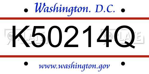 K50214Q District Of Columbia License Plate
