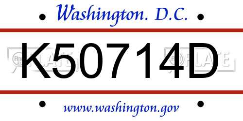 K50714D District Of Columbia License Plate