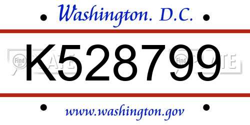 K528799 District Of Columbia License Plate