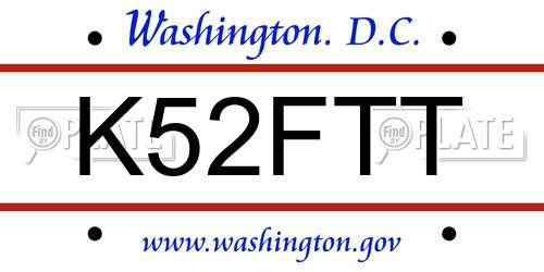 K52FTT District Of Columbia License Plate