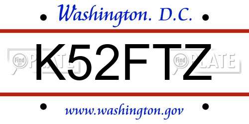 K52FTZ District Of Columbia License Plate