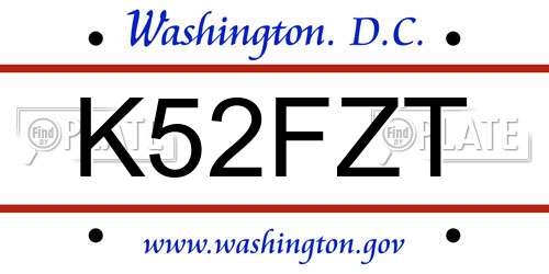 K52FZT District Of Columbia License Plate