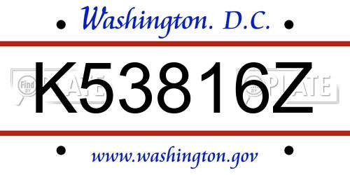 K53816Z District Of Columbia License Plate