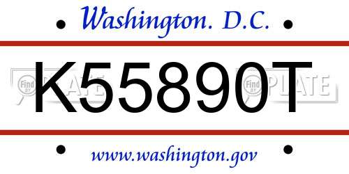 K55890T District Of Columbia License Plate