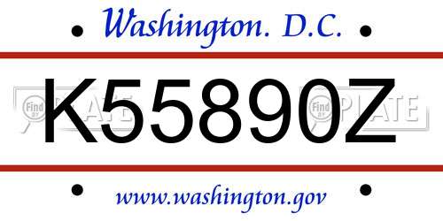 K55890Z District Of Columbia License Plate