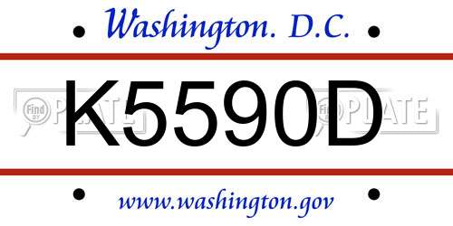 K5590D District Of Columbia License Plate