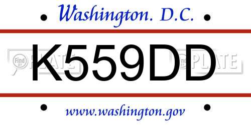 K559DD District Of Columbia License Plate