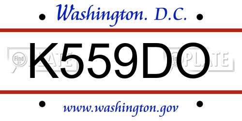 K559DO District Of Columbia License Plate