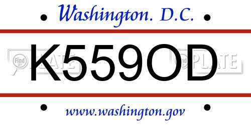 K559OD District Of Columbia License Plate