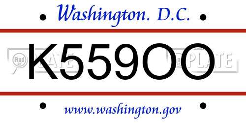 K559OO District Of Columbia License Plate