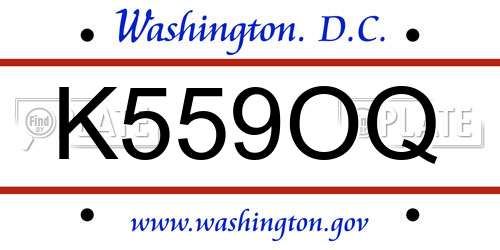 K559OQ District Of Columbia License Plate