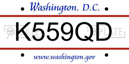 K559QD District Of Columbia License Plate