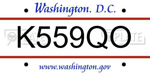 K559QO District Of Columbia License Plate